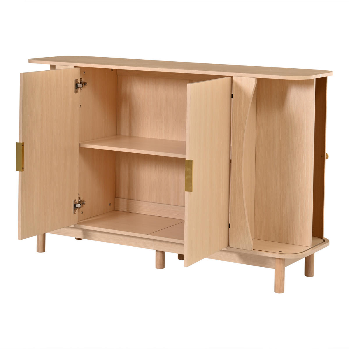 SIDEBOARD DE-37838 mit 2 Schiebetüren und verstellbarem Boden Holzfarbe - Naturfarben, Holzwerkstoff (140/88/40cm) - ComfortXL