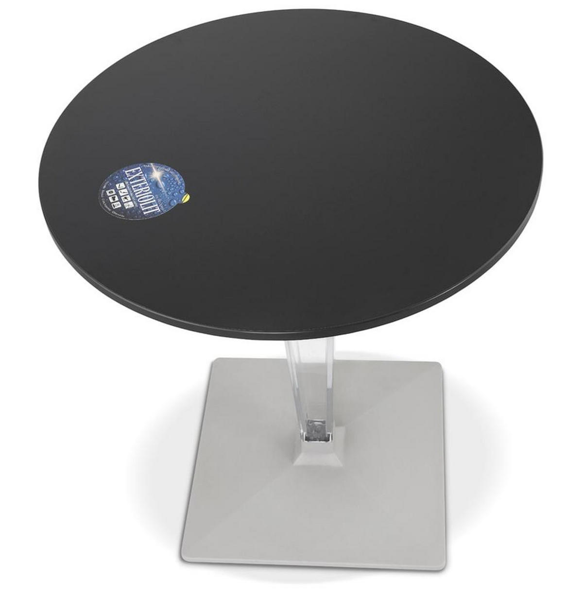 TISCH Rund Transparentes Mittelfuß Outdoor NORIX, Schwarz 68x68x71,6 cm - Transparent/Schwarz, Holzwerkstoff/Metall (68/68/72cm) - KADIMA DESIGN
