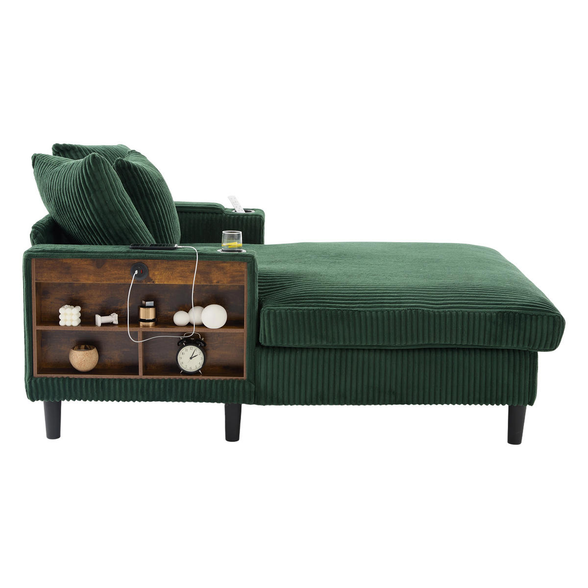 RELAXLIEGE XXL Polsterliege,Relaxsessel,Cord,Grün - Grün, Textil (129/70/170cm) - LVHOM