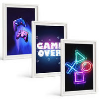 BILDER SET 3er Set - 40x60 cm Weißer Rahmen - Game Over Gamepads - Weiß, Kunststoff (40/60cm) - TULUP