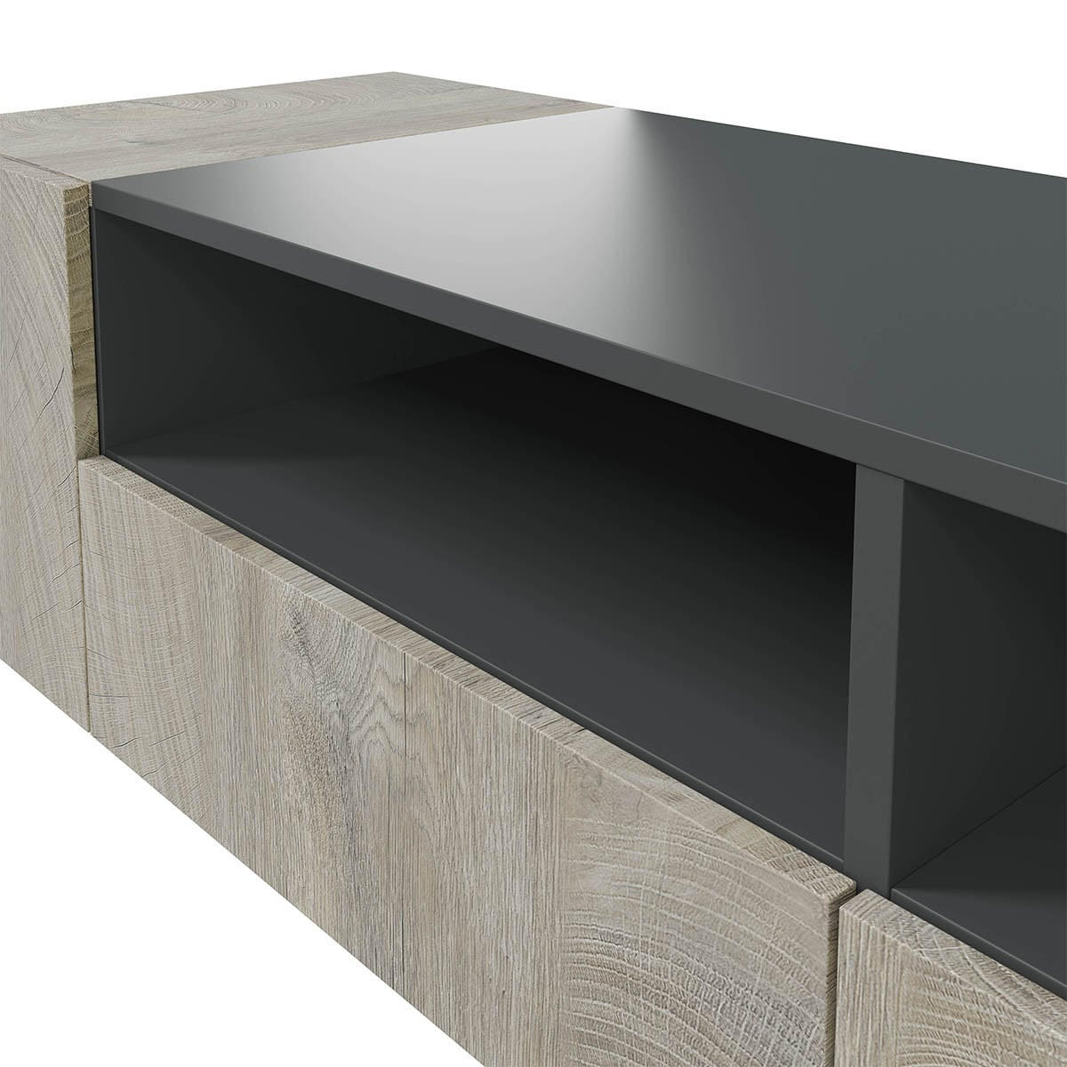 SIDEBOARD mit 3 Türen, davon 1 Flügeltür und 3 Nischen Tamiko - L150cm - Eiche Artisan/Grau, Holzwerkstoff (41/76/150cm) - Calicosy