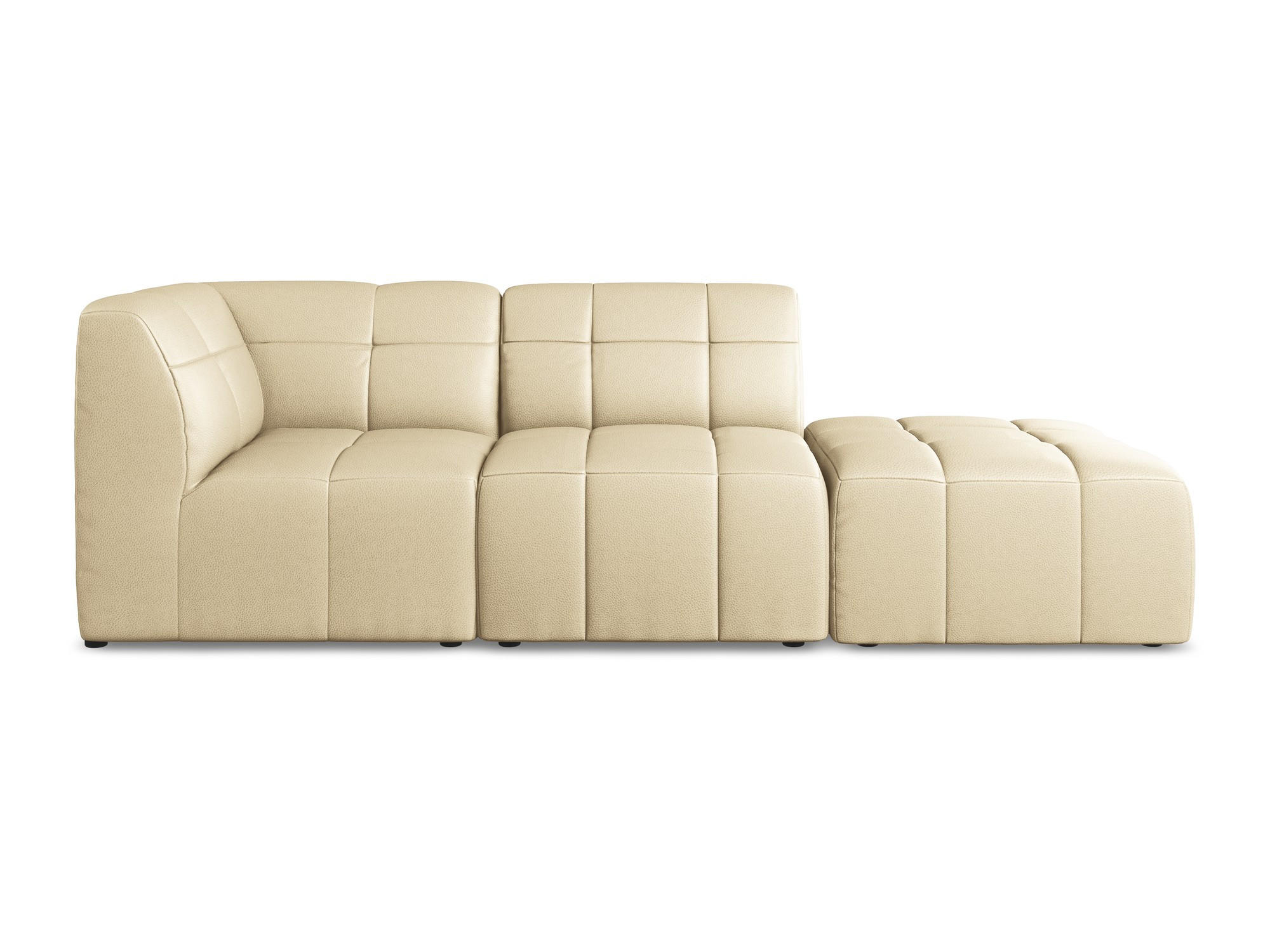 ECKSOFA Rechts Kunstleder Beige - Beige/Schwarz, Holzwerkstoff/Kunststoff (240/90cm) - Makamii