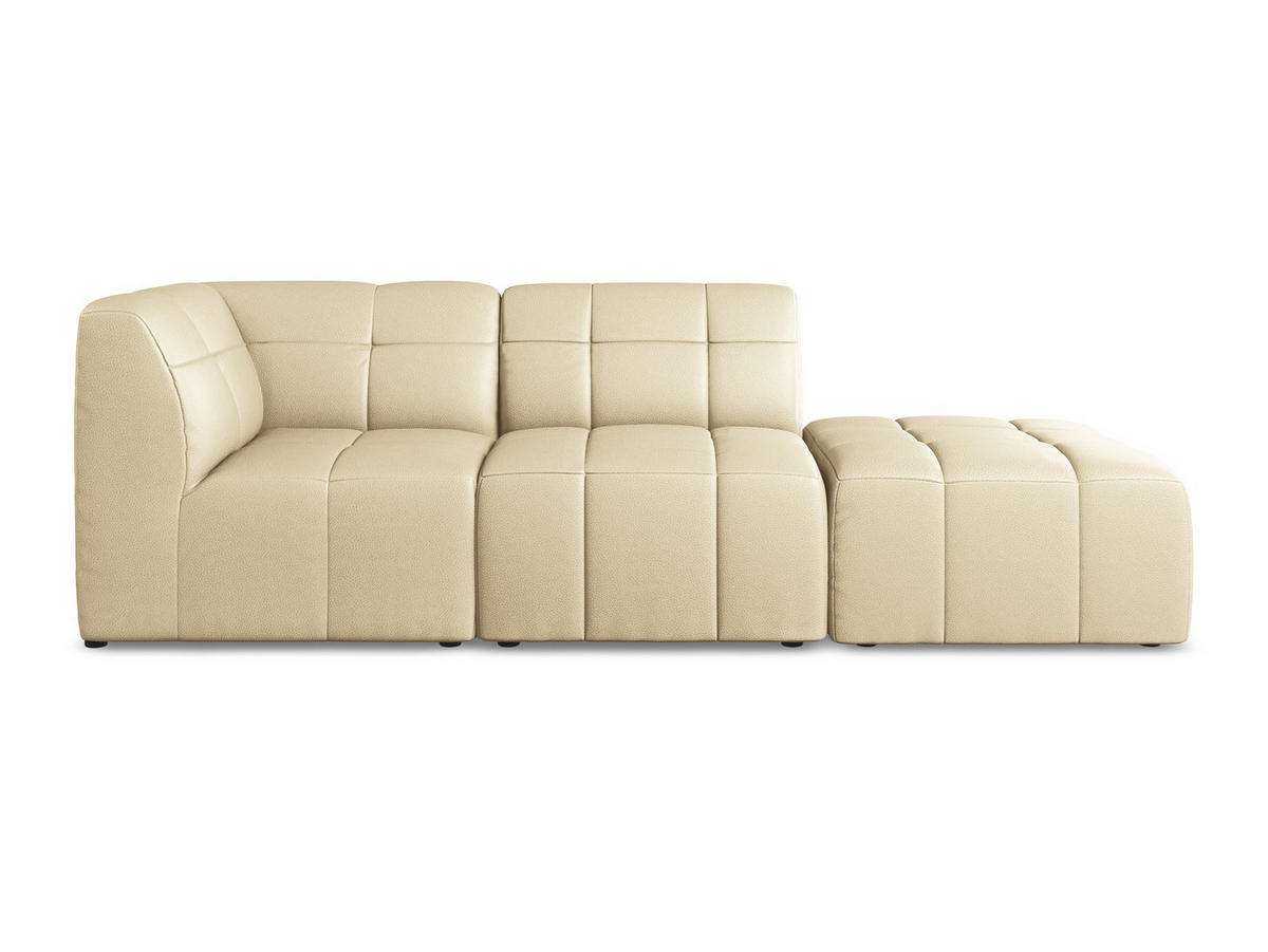 ECKSOFA Rechts Kunstleder Beige - Beige/Schwarz, Holzwerkstoff/Kunststoff (240/90cm) - Makamii