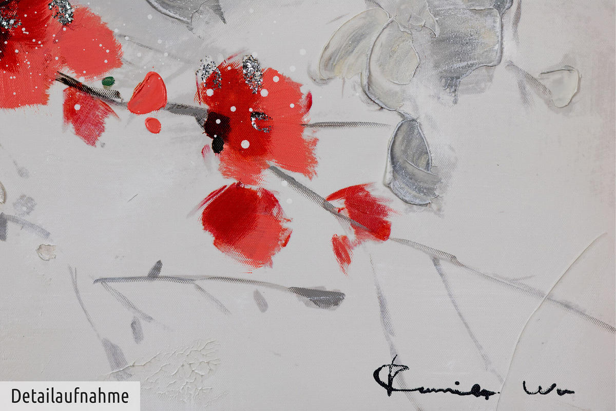 ACRYLBILD HANDGEMALT 120/60 cm - Rot, Holz/Textil (120/60cm) - KUNSTLOFT