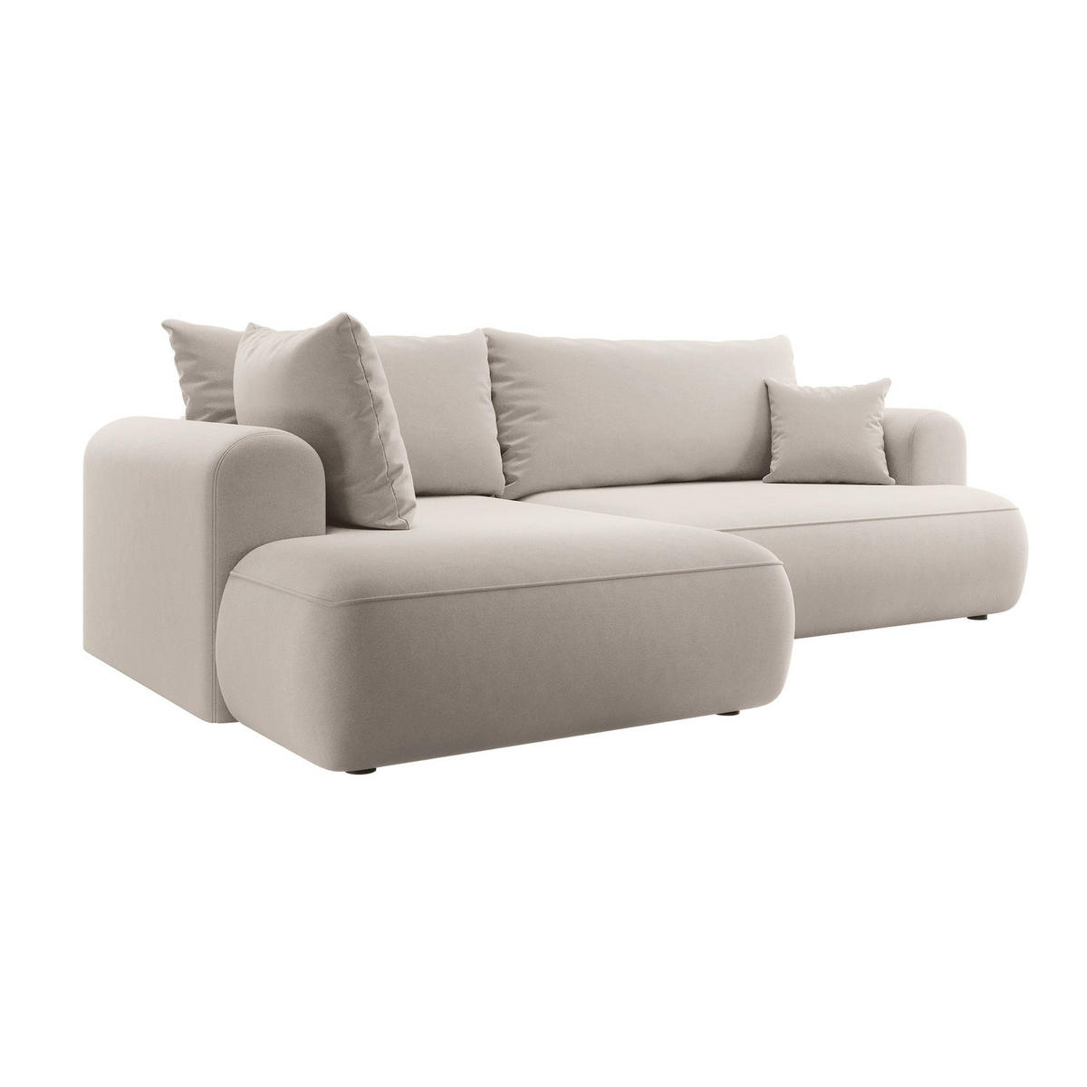 ECKSOFA Ovo Creme Samt - Creme/Schwarz, Kunststoff/Textil (260/165cm) - Selsey