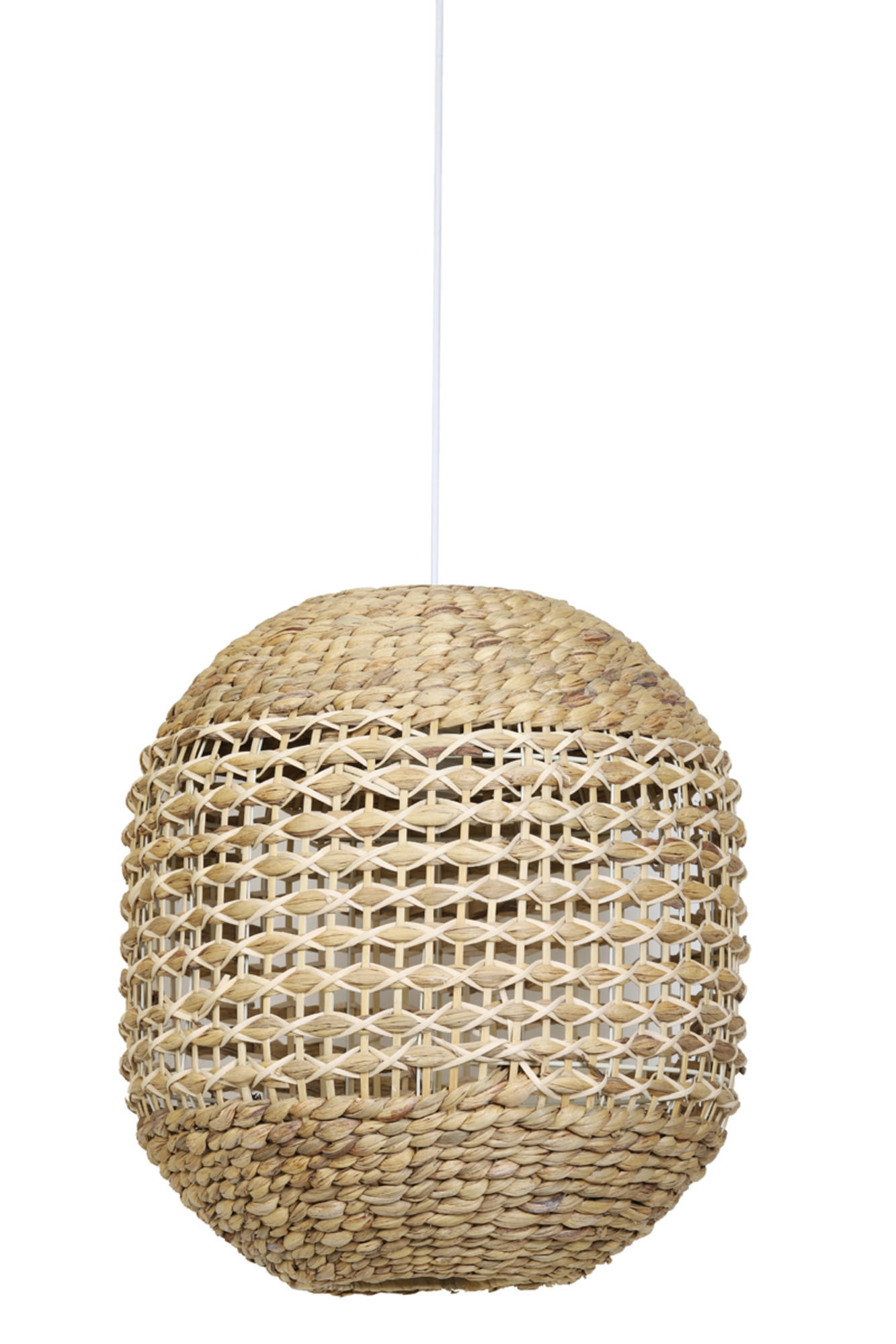 HÄNGELAMPE Tripoli Braun Ø42/47 cm - Weiß, Holz (42/42/47cm) - Light & Living