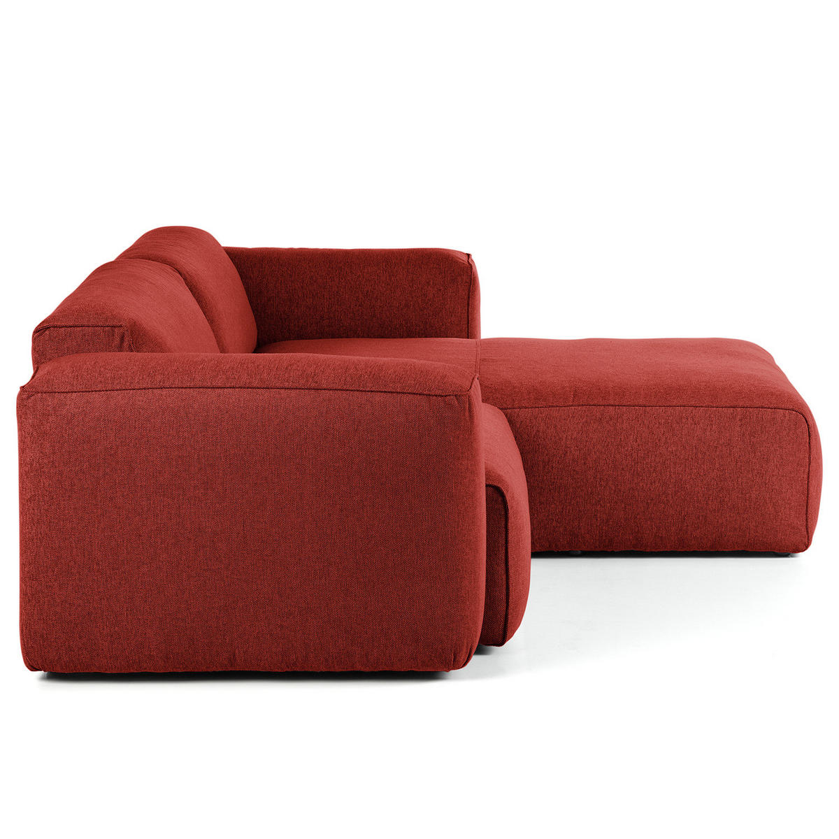 1,5-SITZER ECKSOFA mit Longchair - Rot/Schwarz, Kunststoff/Textil (260/173cm) - home24