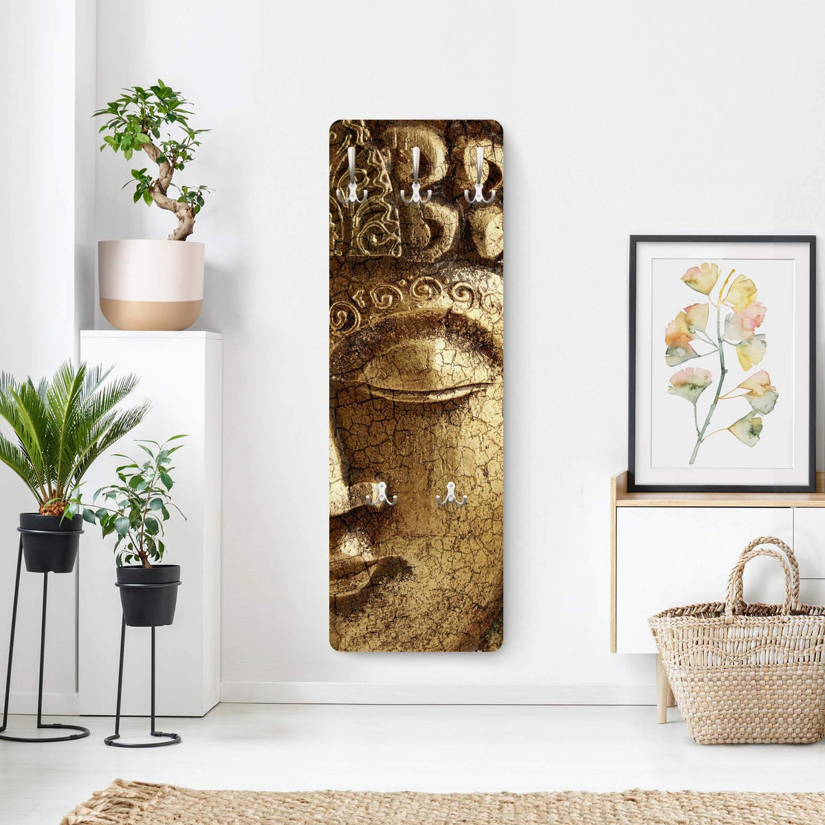 WANDGARDEROBE - Vintage Buddha 34/105 cm - Goldfarben, Holzwerkstoff (34/105/1.6cm) - Bilderwelten