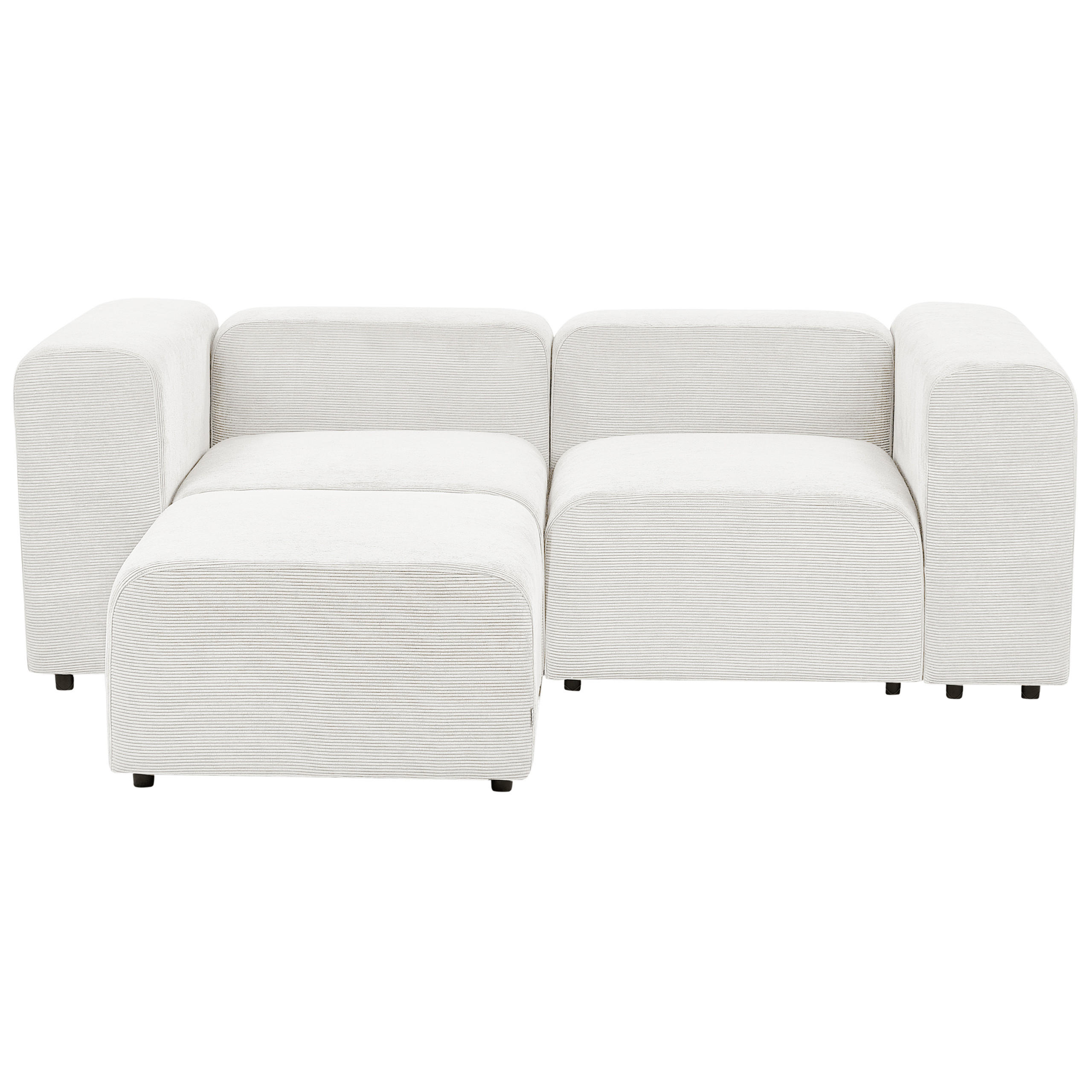 ECKSOFA 2-Sitzer Cord cremeweiß mit Ottomane Falsterbo - Weiß, Textil (204/105cm) - Beliani