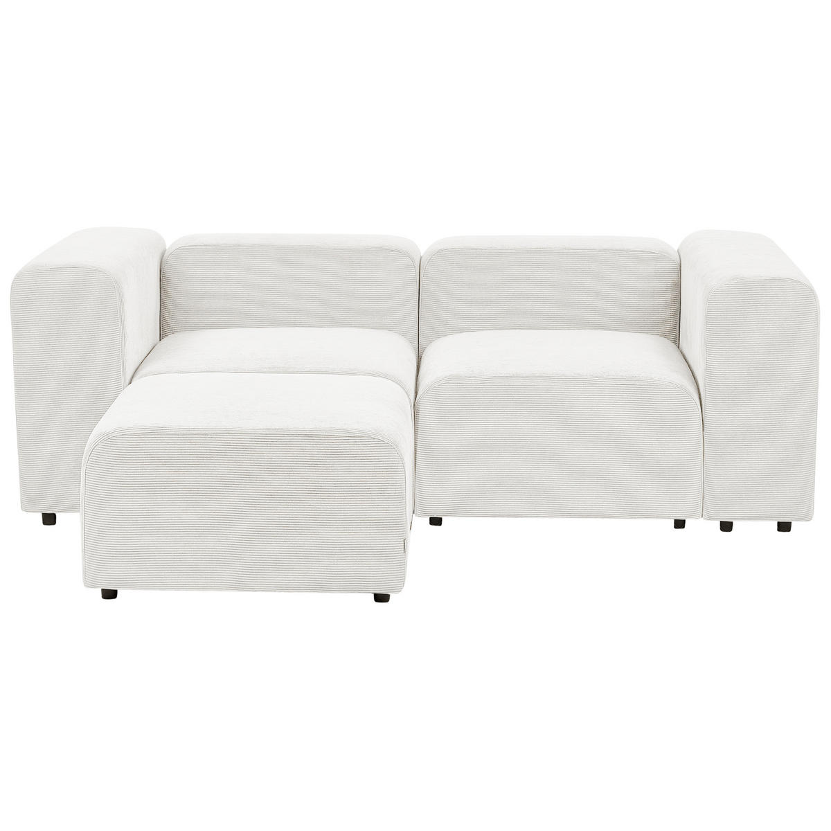 ECKSOFA 2-Sitzer Cord cremeweiß mit Ottomane Falsterbo - Weiß, Textil (204/105cm) - Beliani