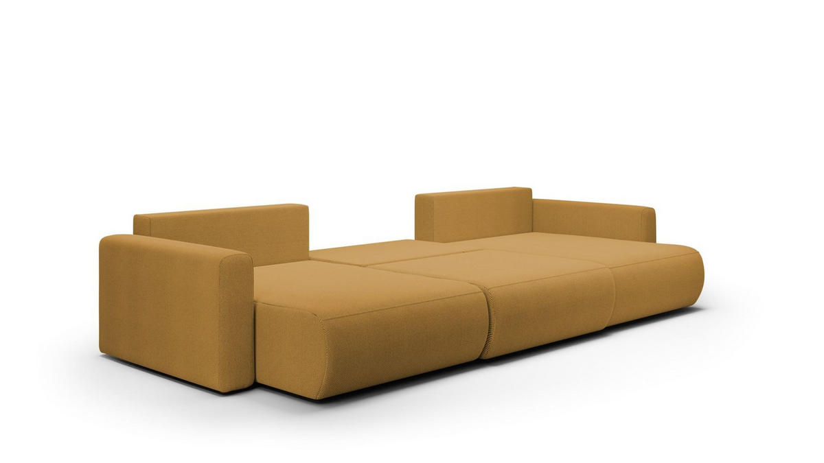 WOHNLANDSCHAFT Chaira Mit Schlaffunktion - Currygelb, Holzwerkstoff/Textil (340/85/149cm) - Fun Möbel