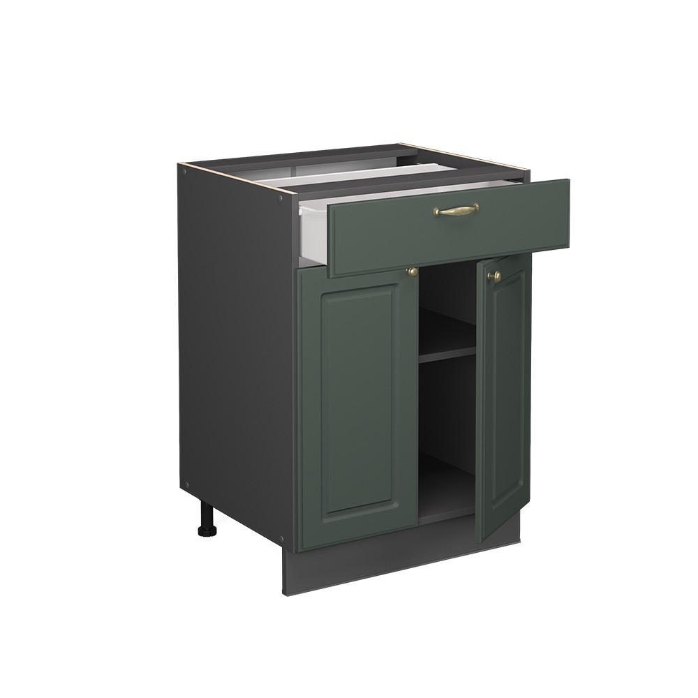 KÜCHENUNTERSCHRANK Fame-Line Grün-Gold Landhaus 60 cm mit Schublade ohne AP - Anthrazit/Grün, Holzwerkstoff (60/82/51.6cm) - Vicco