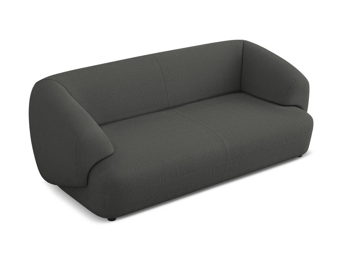 3-SITZER SOFA Bouclé Stoff Grau - Schwarz/Graphitfarben, Kunststoff/Textil (212/81/98cm) - Makamii