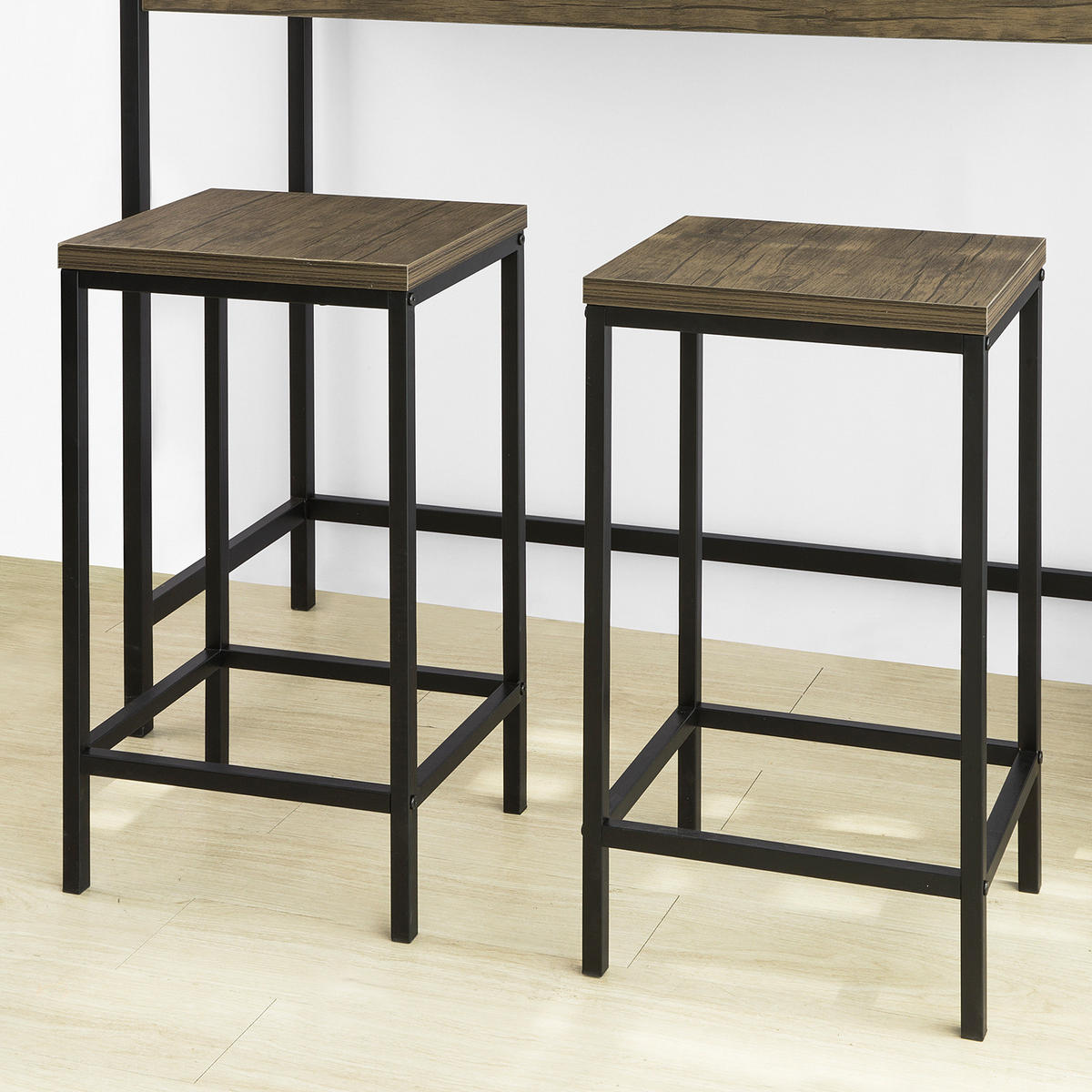 BARTISCH + 2 x BARHOCKER - Naturfarben, Holzwerkstoff (121/97/46cm) - SoBuy