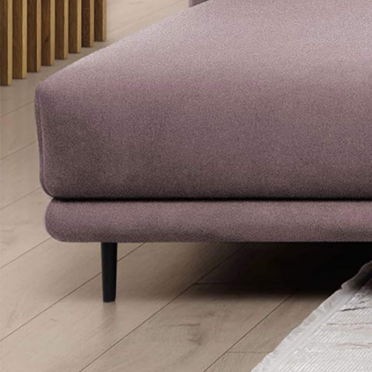 ECKSOFA mit Schlaffunktion und Bettkasten, Loco-Stoff - Flieder/Schwarz, Textil/Metall (289/190cm) - Eltap