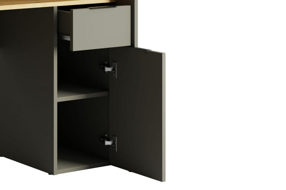 GAMINGTISCH ROX 160 cm breit in Graphit / Eiche Artisan - Graphitfarben/Eiche Artisan, Holzwerkstoff (70/160/92cm) - Deine Möbel 24