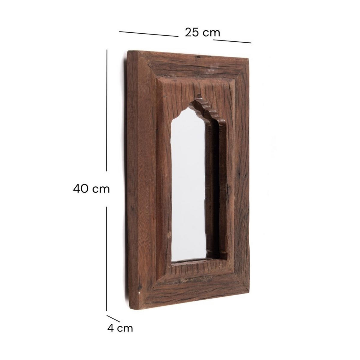 WANDSPIEGEL Sara 40x25 cm, Mahagoni Massivholz dunkelbraun - Braun, Holz (25/40/4cm) - DESIGN DELIGHTS