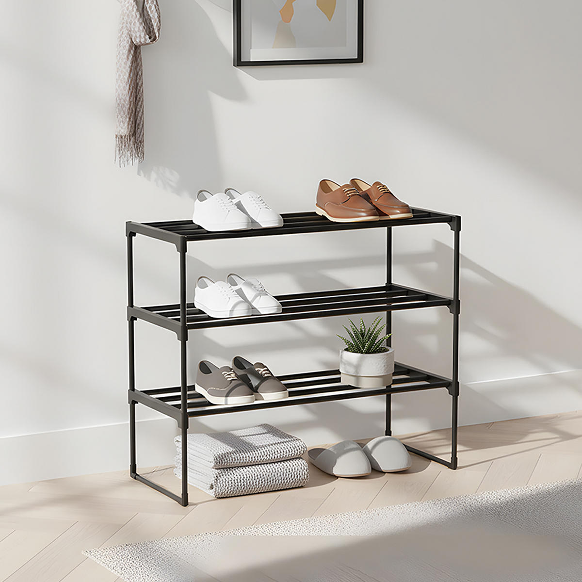 BOTNÍK - černá, kov/plast (68/55/30cm) - Relaxdays