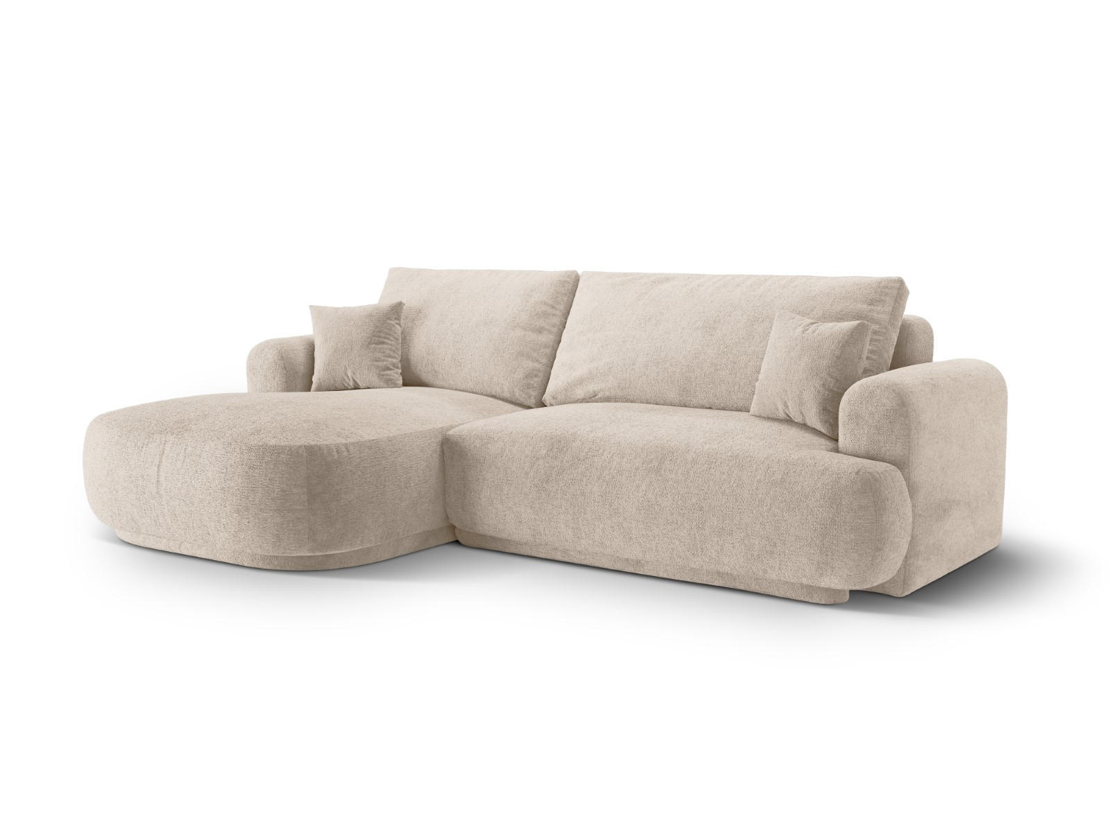 SCHLAFSOFA modular mit Bettkasten links Ella aus strukturiertem Stoff sandfarben 5 Sitzplätze - Sandfarben, Textil (174/271cm) - Micadoni