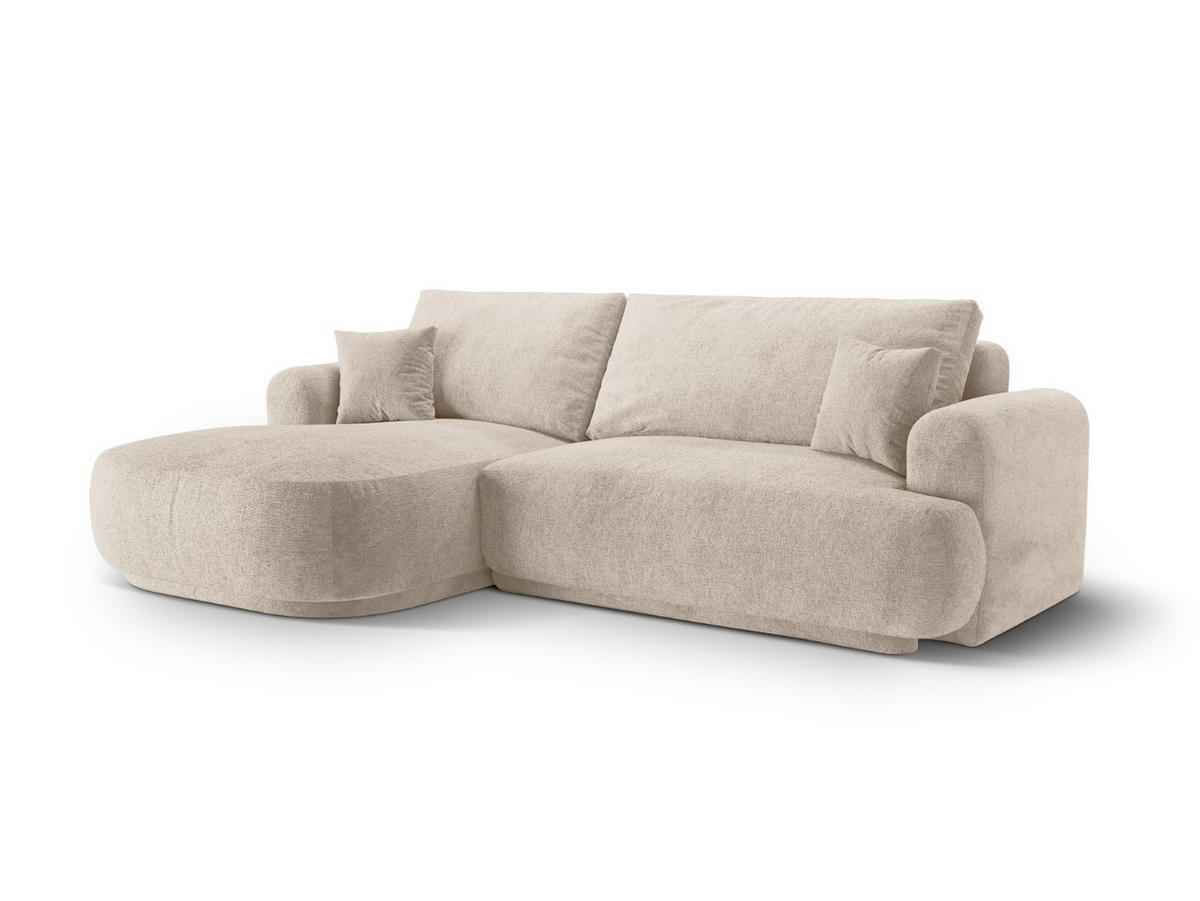 SCHLAFSOFA modular mit Bettkasten links Ella aus strukturiertem Stoff sandfarben 5 Sitzplätze - Sandfarben, Textil (174/271cm) - Micadoni