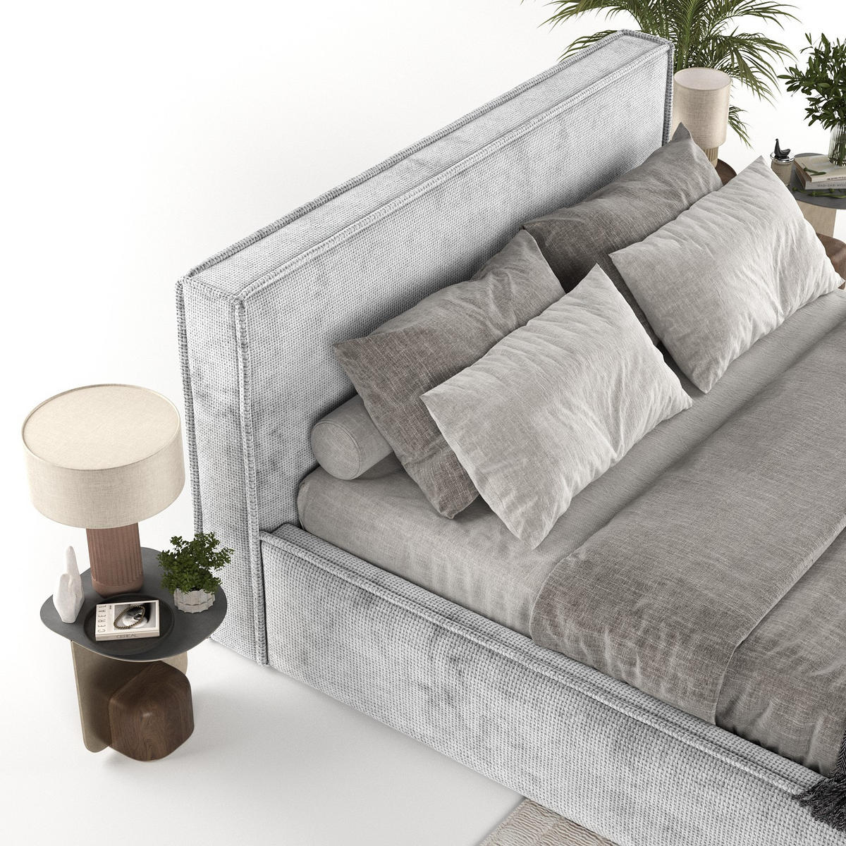 POLSTERBETT Sato mit Stauraum 120/200 cm Hellgrau im Bonita Stoff - Hellgrau/Schwarz, Holz/Holzwerkstoff (120/200cm) - AltaBeds