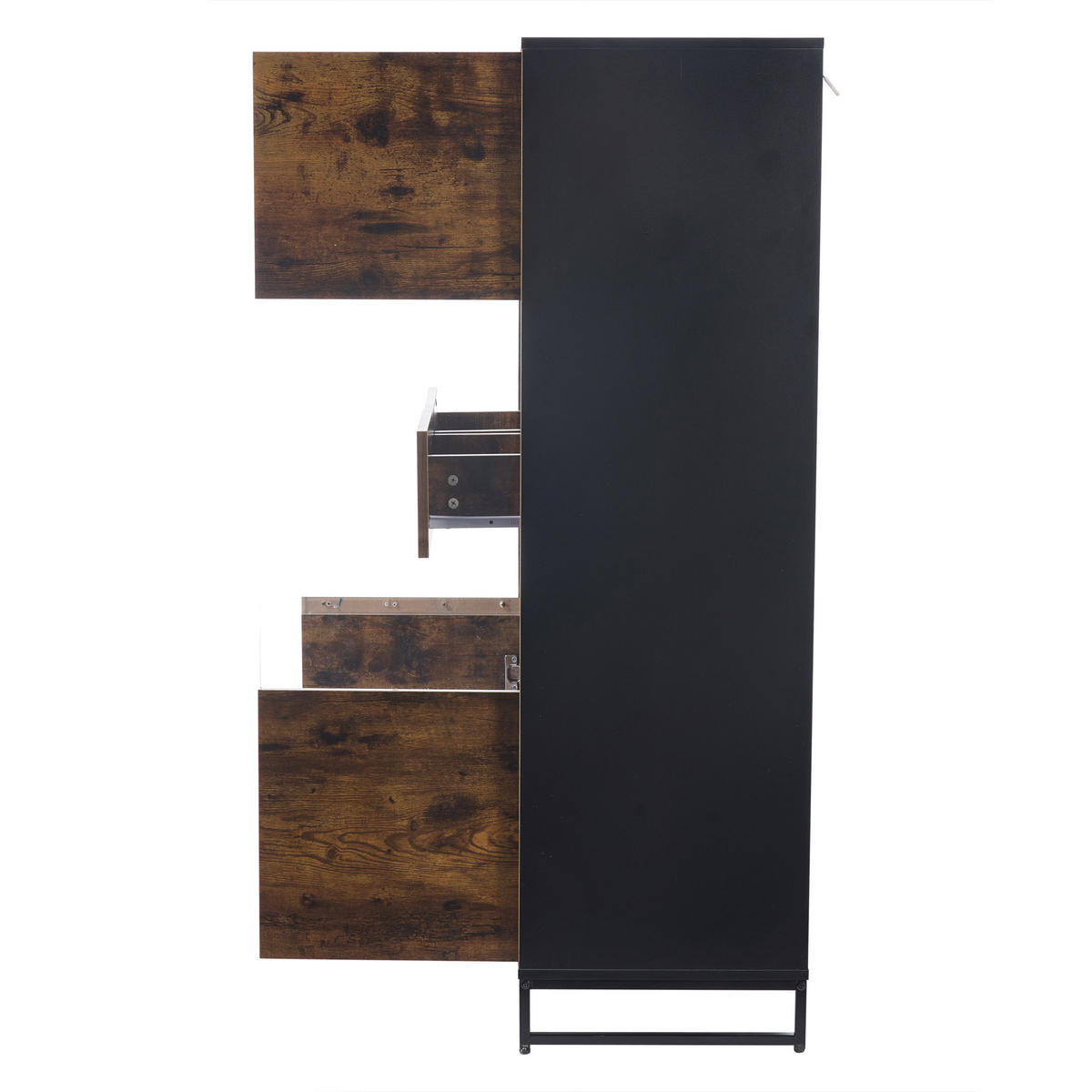 VITRINE LED Standvitrine 2 Schubladen Acryl Schwarz Holz - Multicolor, Holzwerkstoff (80/138/40cm) - FLIEKS