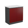 SPÜLENUNTERSCHRANK R-Line Rot 80 cm AP Marmor - Anthrazit/Rot, Holzwerkstoff (80/81.6/60cm) - Vicco