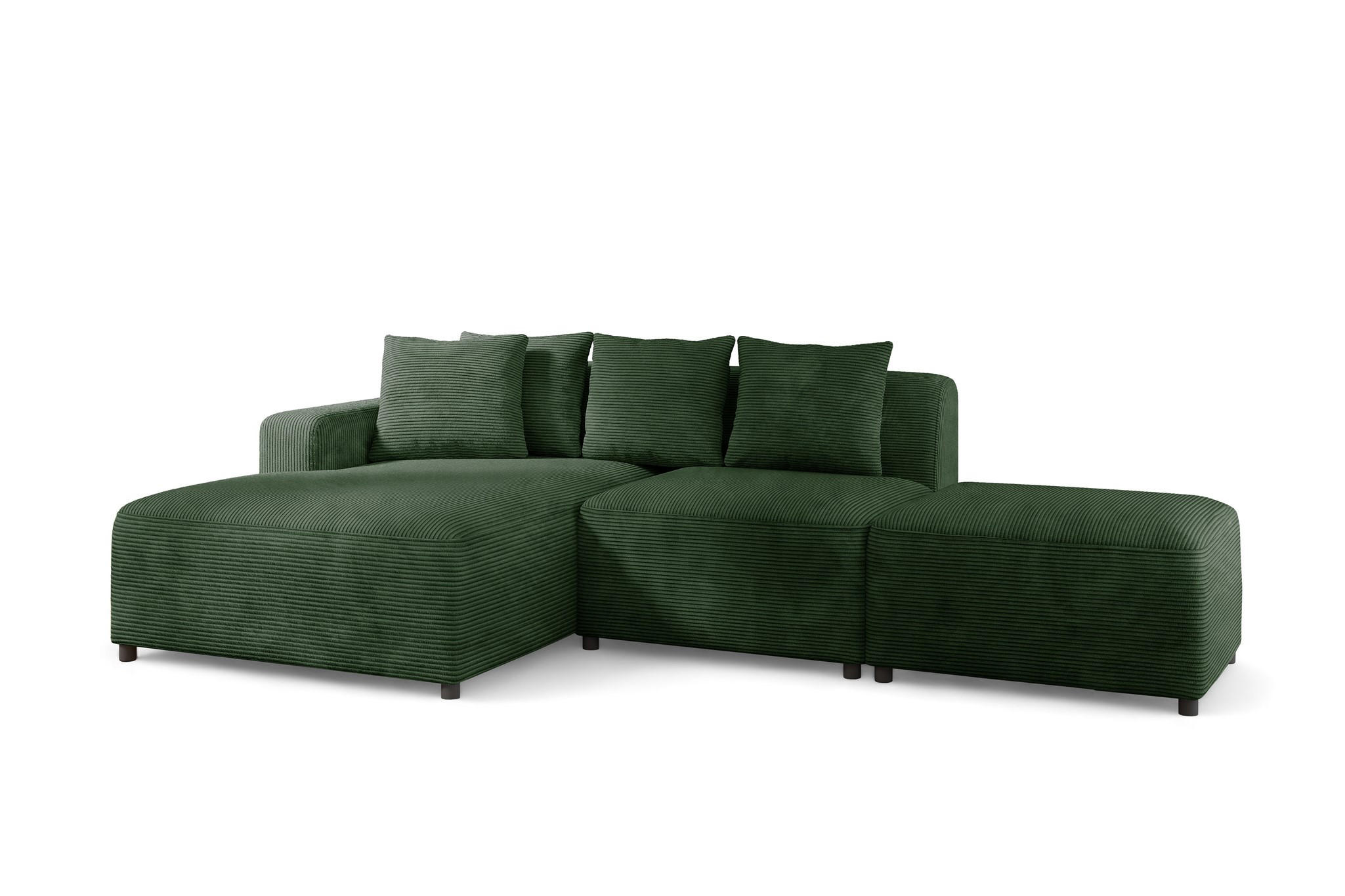 ECKSOFA Megan Xs In Poso - Dunkelgrün, Holzwerkstoff/Textil (304/165cm) - Fun Möbel