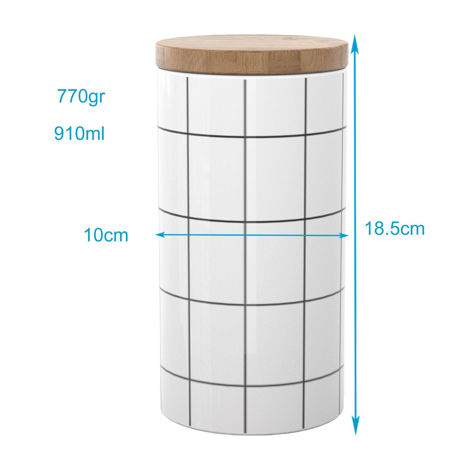 VORRATSDOSE mit Deckel 1000 ml - Weiß, Keramik (10/18.5/10cm) - Intirilife