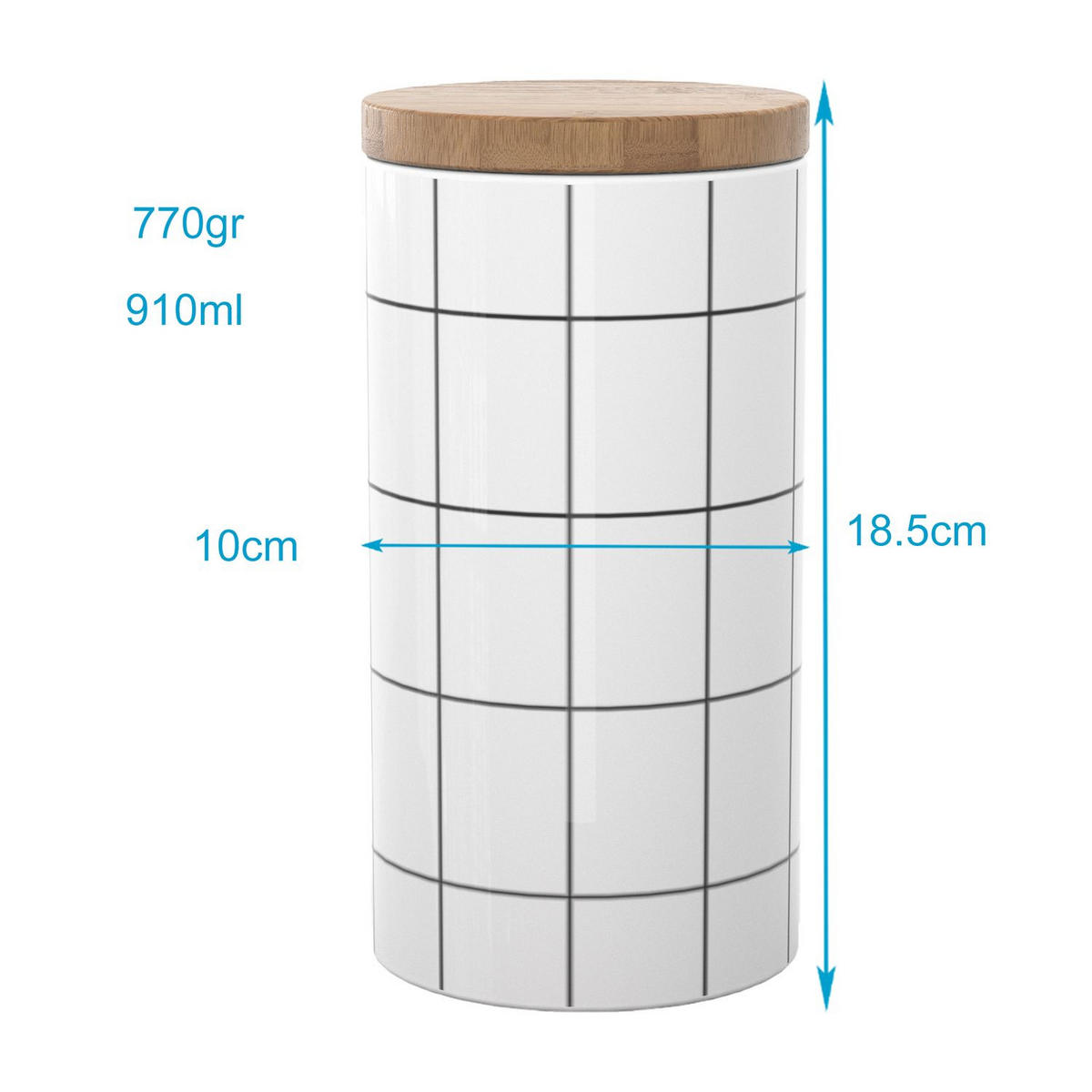 VORRATSDOSE mit Deckel 1000 ml - Weiß, Keramik (10/18.5/10cm) - Intirilife