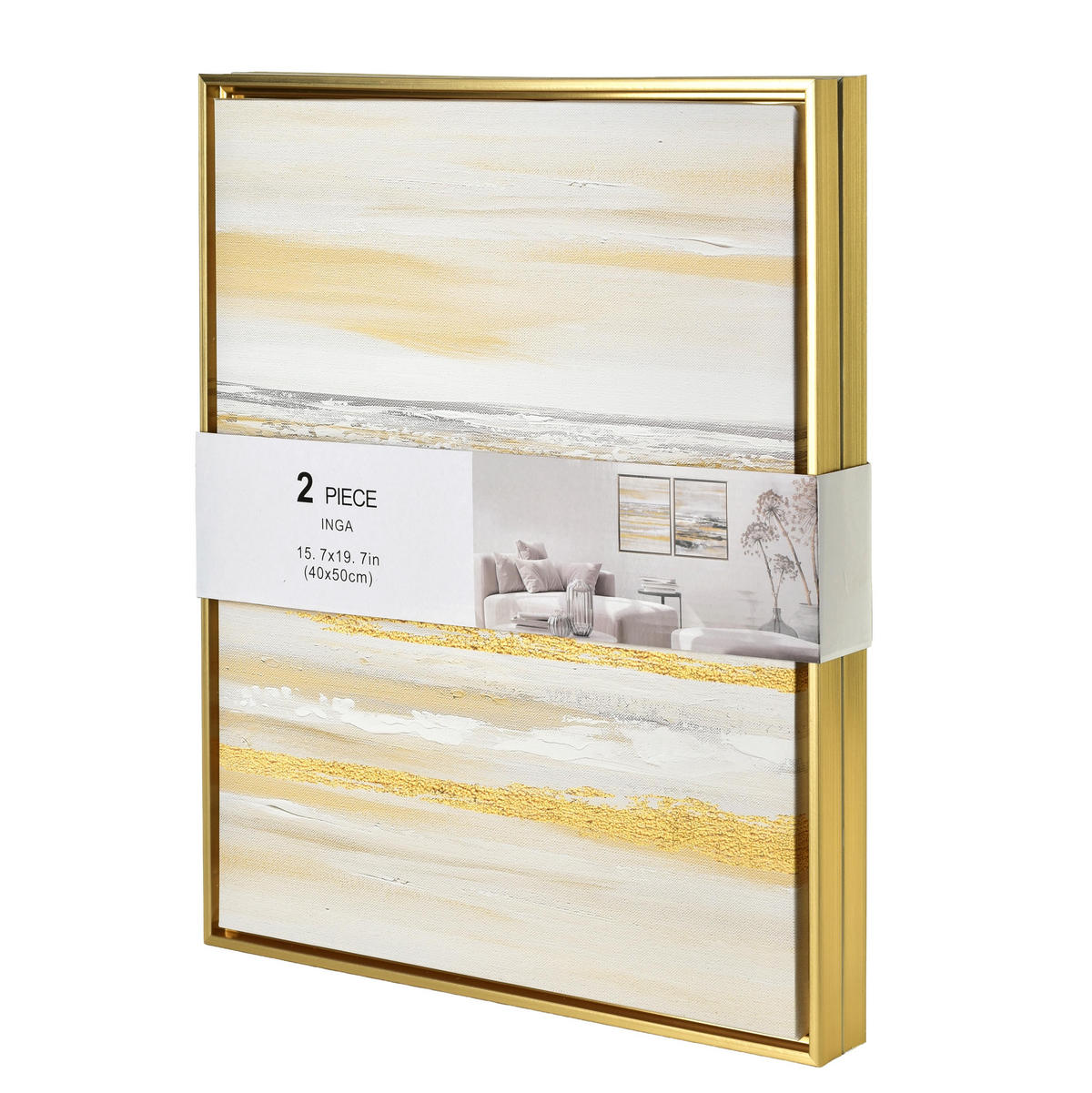 BILD Inga 2er Set 40/3/50 cm Kunstoff - Goldfarben, Kunststoff (40/50cm) - Mondex