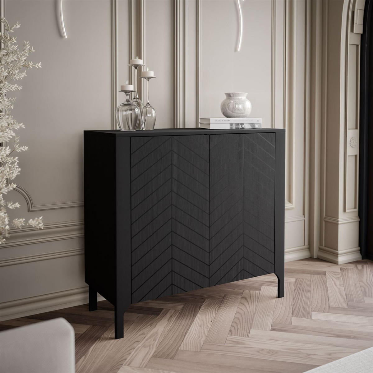 HIGHBOARD LUMI 103 cm, Schwarz - Schwarz, Holzwerkstoff (103/95/41cm) - Lookway