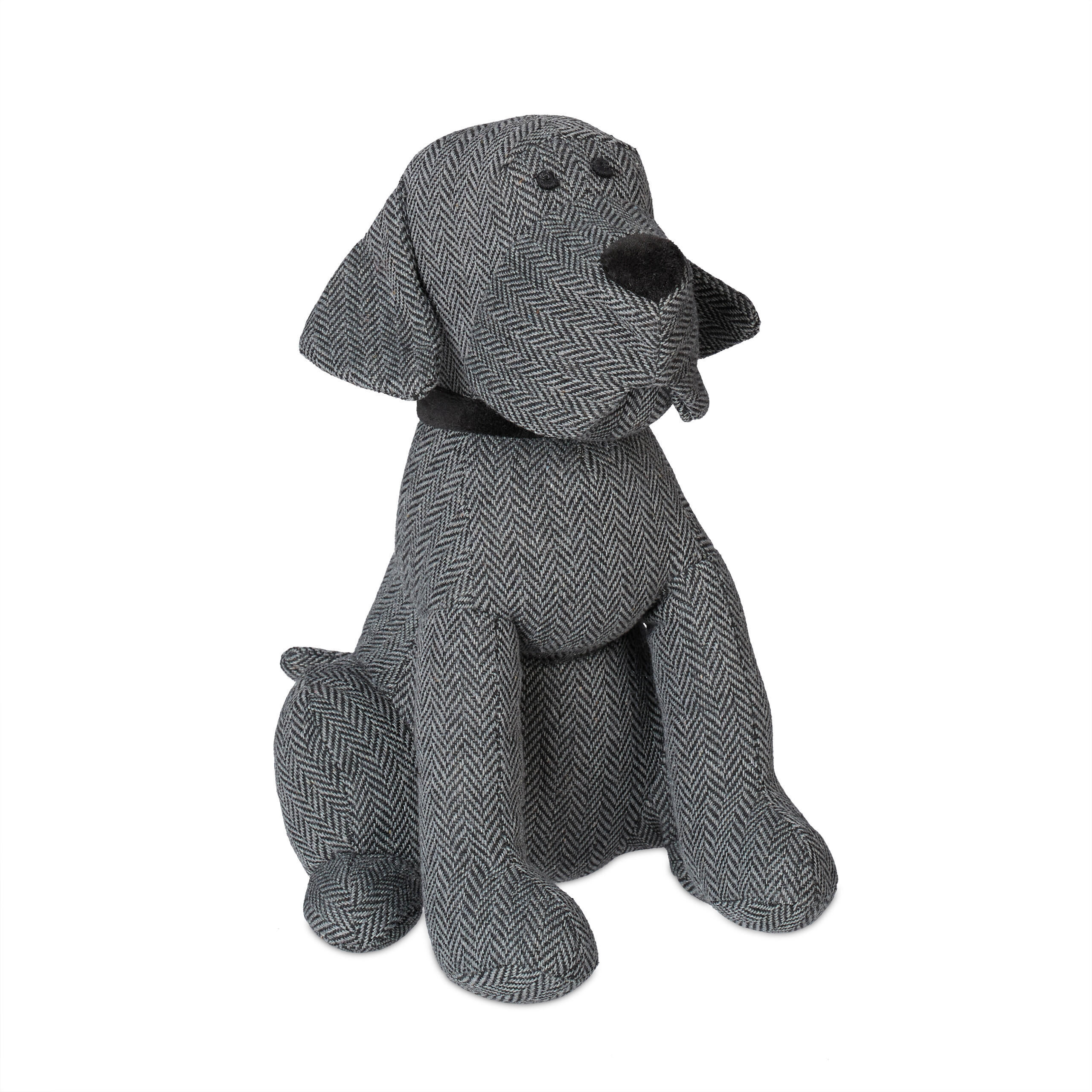 DÖRRSTOPP Grå Svart Hund 28 cm - Grå, Textil/Naturmaterial (17/19cm) - Relaxdays