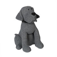 DÖRRSTOPP Grå Svart Hund 28 cm - Grå, Textil/Naturmaterial (17/19cm) - Relaxdays