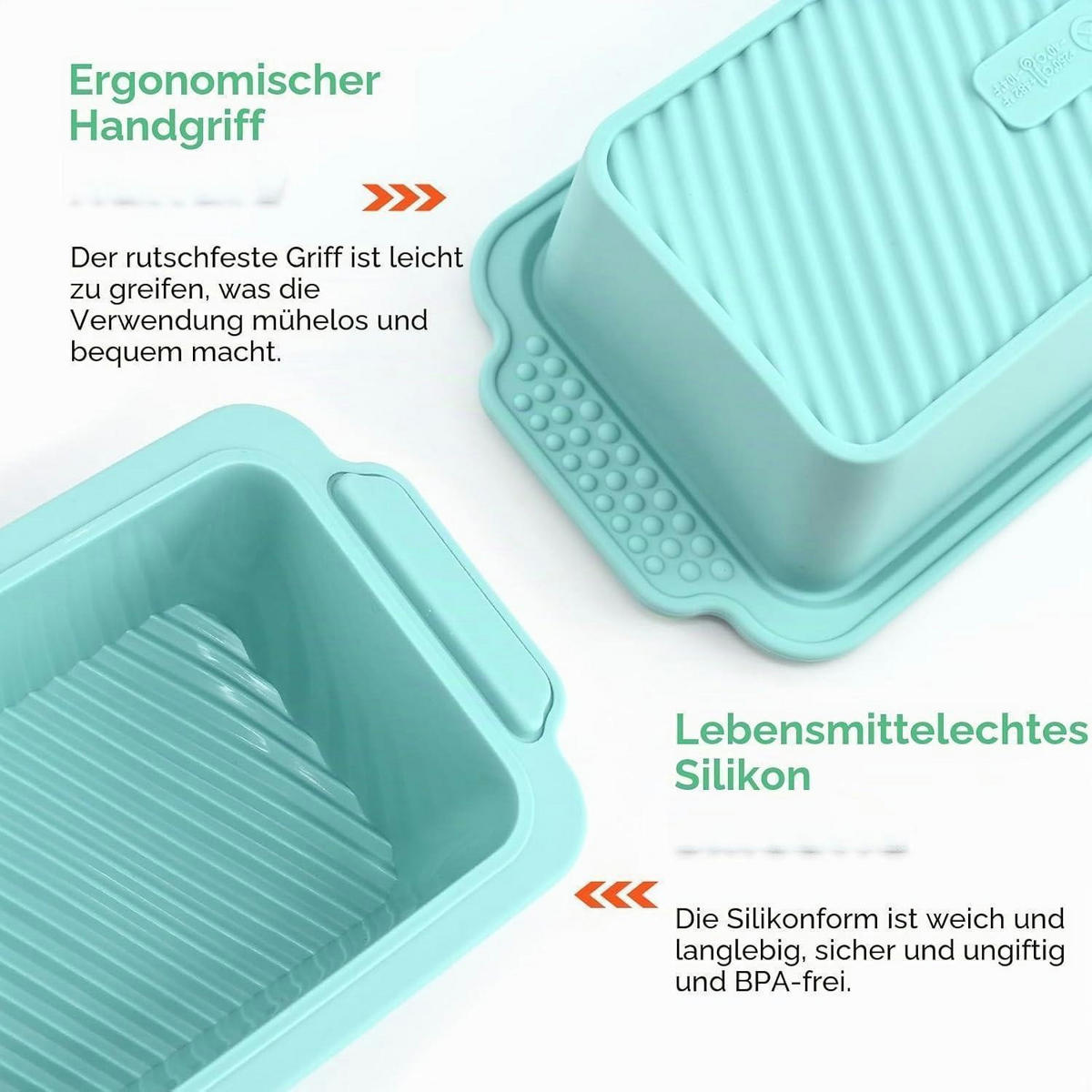 BROTBACKFORM 2er Set Silikon 28 x 12 x 6,5 cm Mikrowellengeeignet - Multicolor, Kunststoff (12/6.5/28cm)
