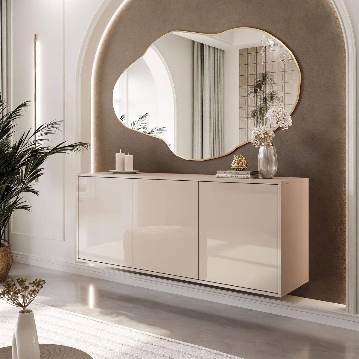 KOMMODE SANAYI Kaschmir Hochglanz – hängend - Kaschmir, Holzwerkstoff (154/60/40cm) - Lookway