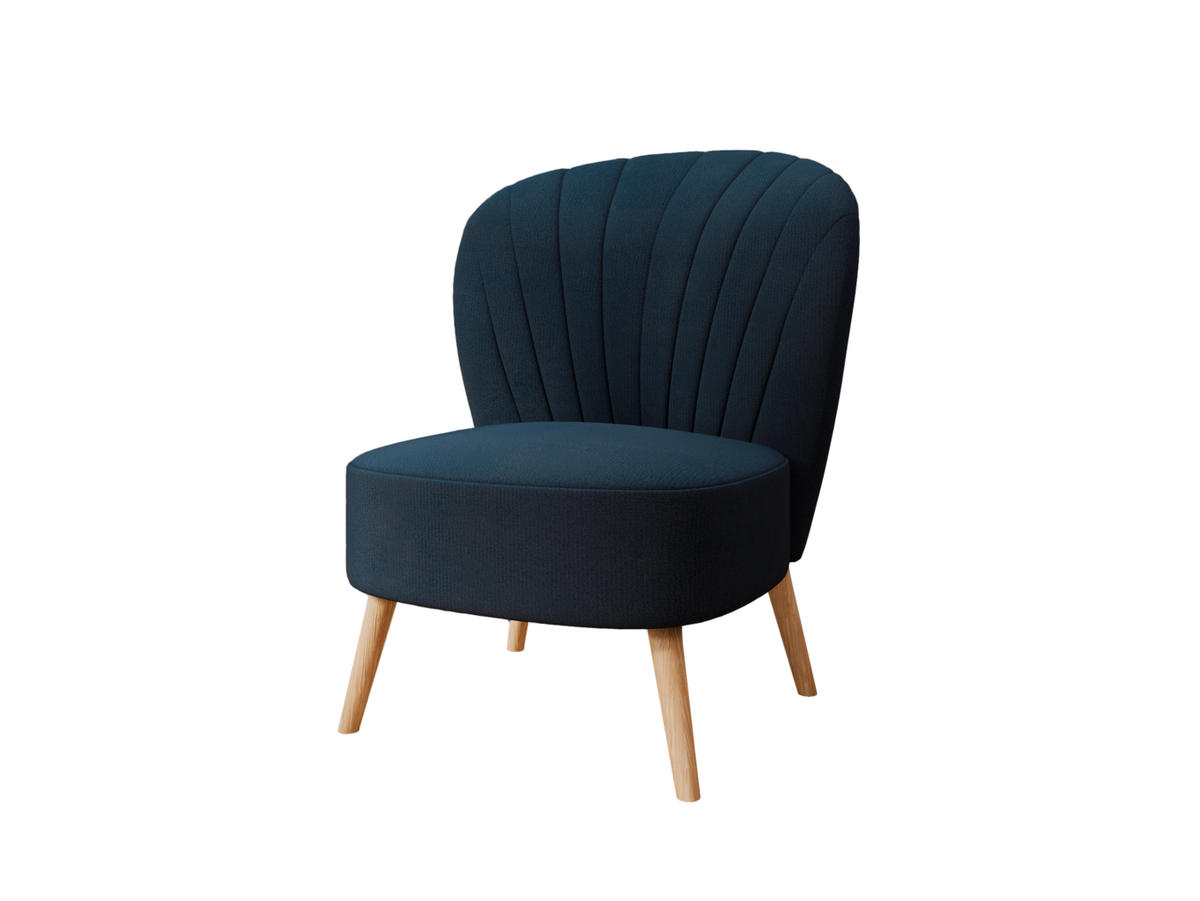 SESSEL Lumora mit Holzbeinen Blau - Blau, Holz (68/82/78cm) - Panda Möbel