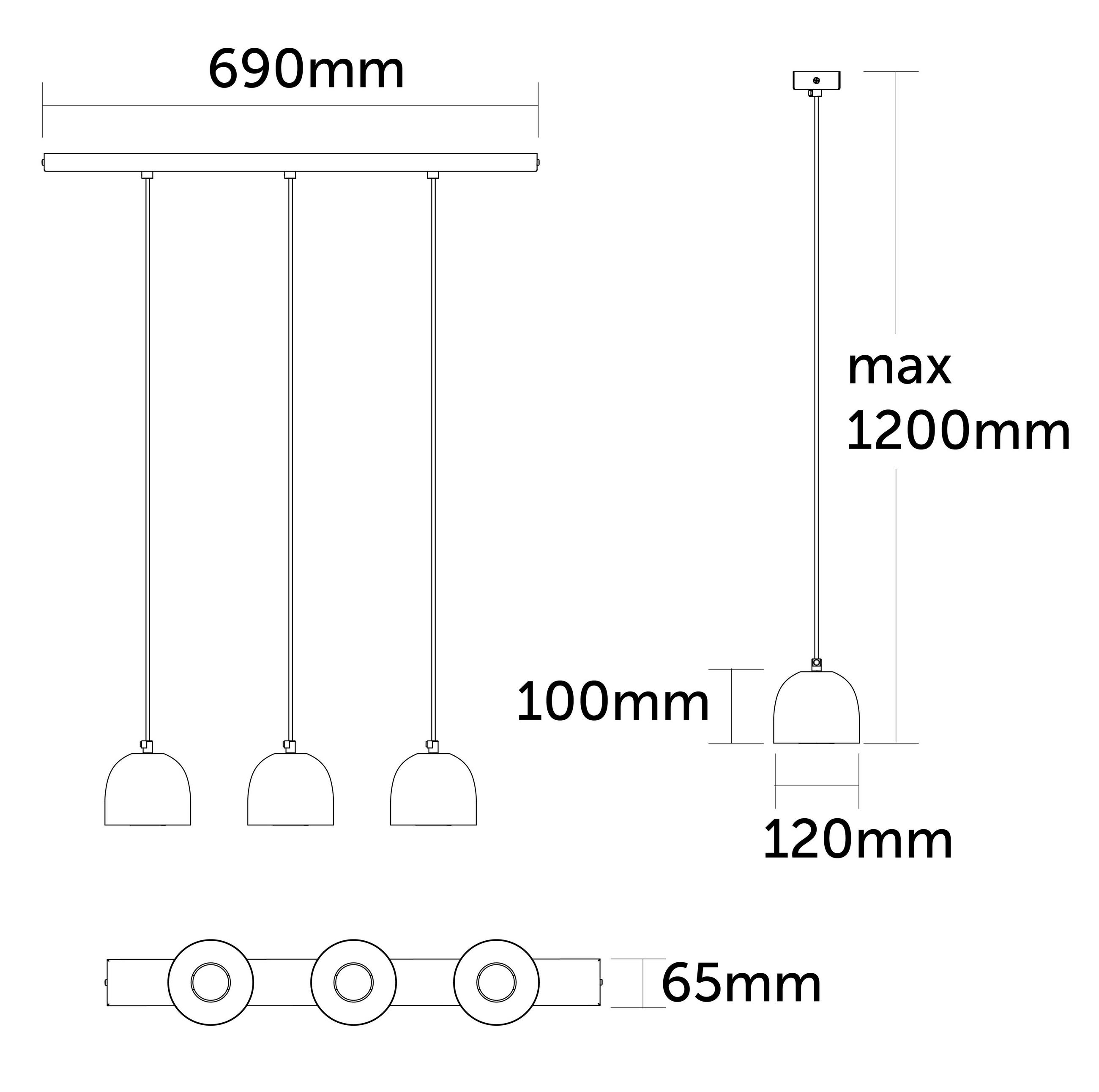 Thumbnail - Lumicom Hängeleuchte, Weiß, Metall, Rund,Rund, 69x120x6.5 cm, Lampen & Leuchten, Innenbeleuchtung, Hängelampen, Pendelle...
