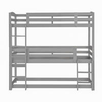 ETAGENBETT Single-Size-Holz-Dreier-Etagenbett Grau - Grau, Holz (90/200cm) - ComfortXL