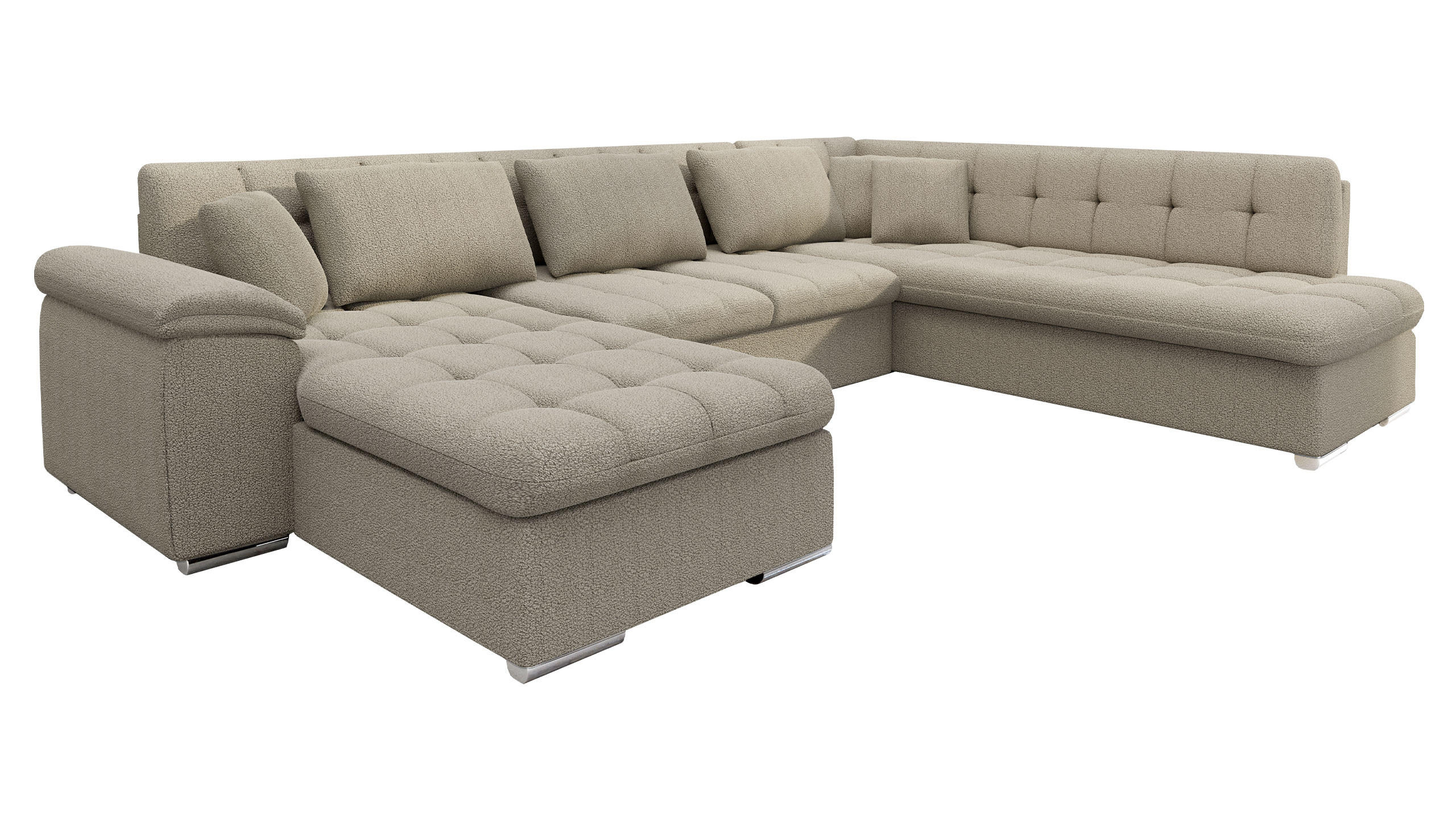 WOHNLANDSCHAFT Niko Bis Premium, Seite: Links - Sandfarben, Holz/Textil (348/76/205cm) - MIRJAN24