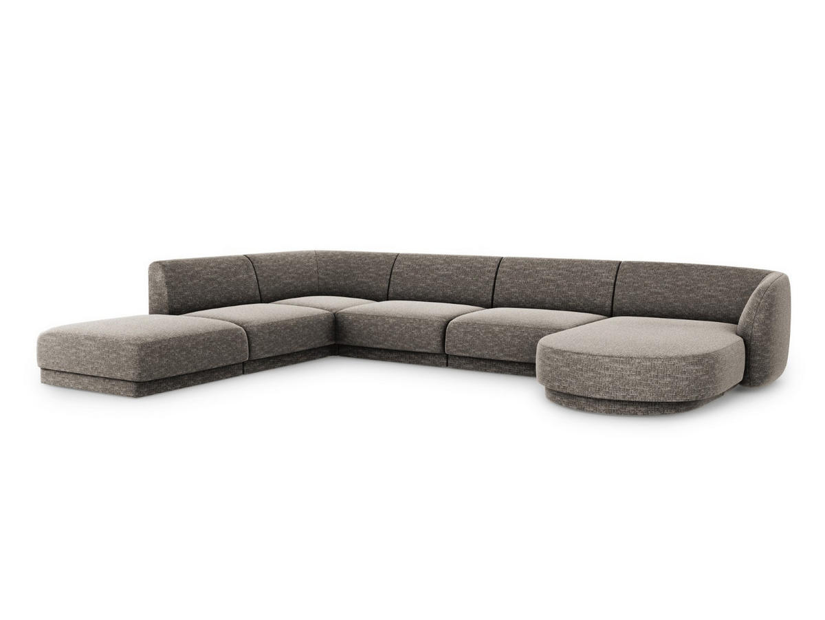 PANORAMASOFA links Miley aus Chenille-Stoff grau 6 Sitzplätze - Grau, Textil (255/70/330cm) - Micadoni