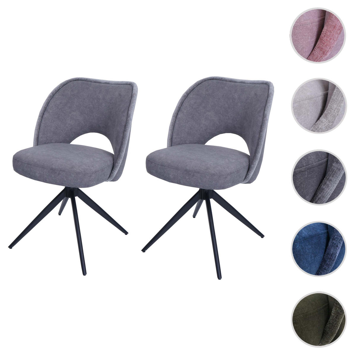 ESSZIMMERSTUHL Grau 2er-Set - Dunkelgrau/Grau, Textil (54/84/60cm) - MCW