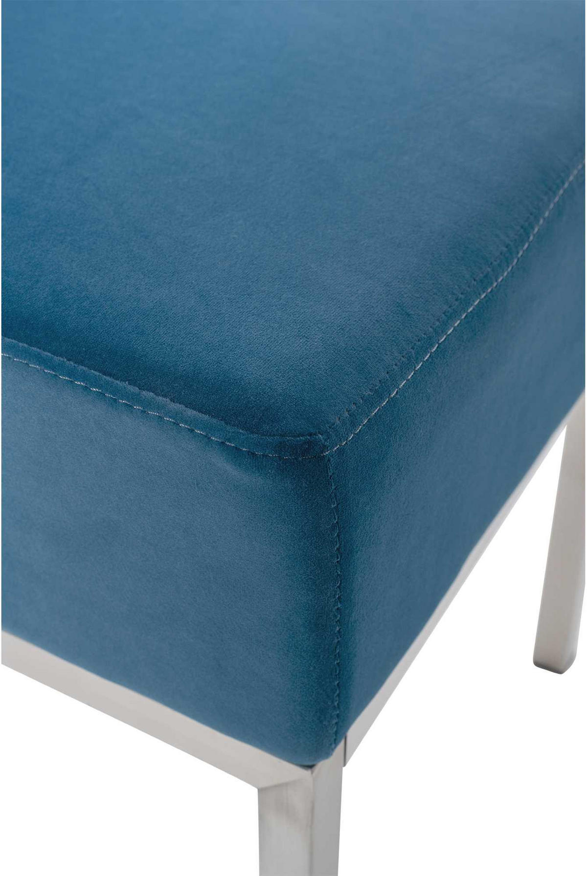 HOCKER eckig 40/40/46 cm Samt blau - Blau/Edelstahlfarben, Textil/Metall (40/46/40cm) - CLP