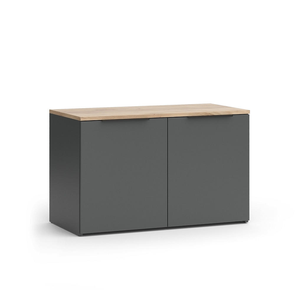 KOMMODE Wido Anthrazit 80 x 50 cm mit 2 Türen - Anthrazit/Sonoma Eiche, Holzwerkstoff (80/50/40cm) - Vicco