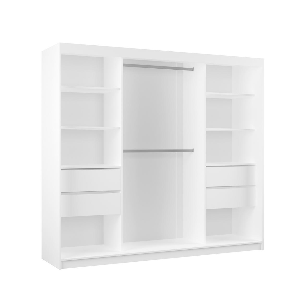 SCHWEBETÜRENSCHRANK Vex 240 cm mit Spiegel, 3-türig, grau - Grau, Kunststoff (240/216/61cm) - Margaret Hadas24