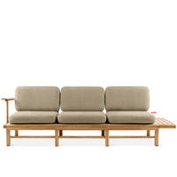 GARTENSOFA ATREDA 3-Sitzer, mit Ablage - Beige, Holz/Textil (245/74/80cm) - KONSIMO®