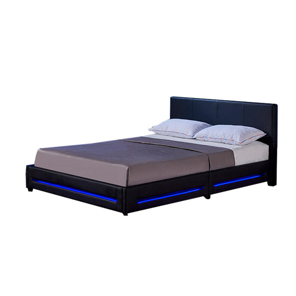 LED BETT ASTEROID - Schwarz, 160 x 200 cm - Schwarz, Kunststoff - Home Deluxe