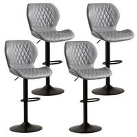 BARHOCKER 4er Set PU-Kunstleder Grau Höhenverstellbar - Grau, Kunststoff (46.5/111/38cm)