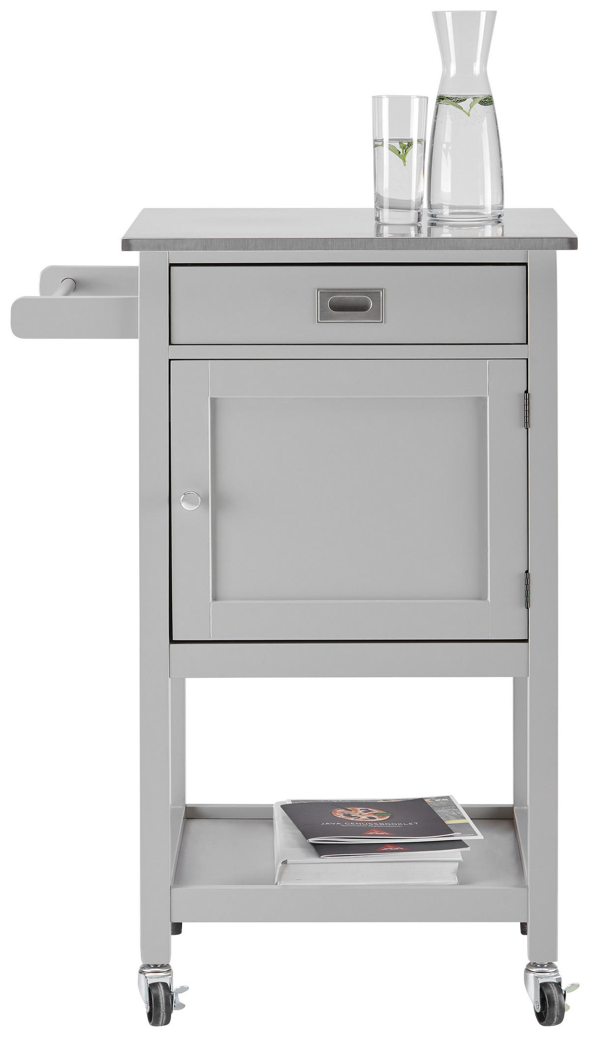 ROLLWAGEN Hendrik Grau Echtholz/MDF - Grau, Holz (65/91.5/45cm) - Bessagi Home