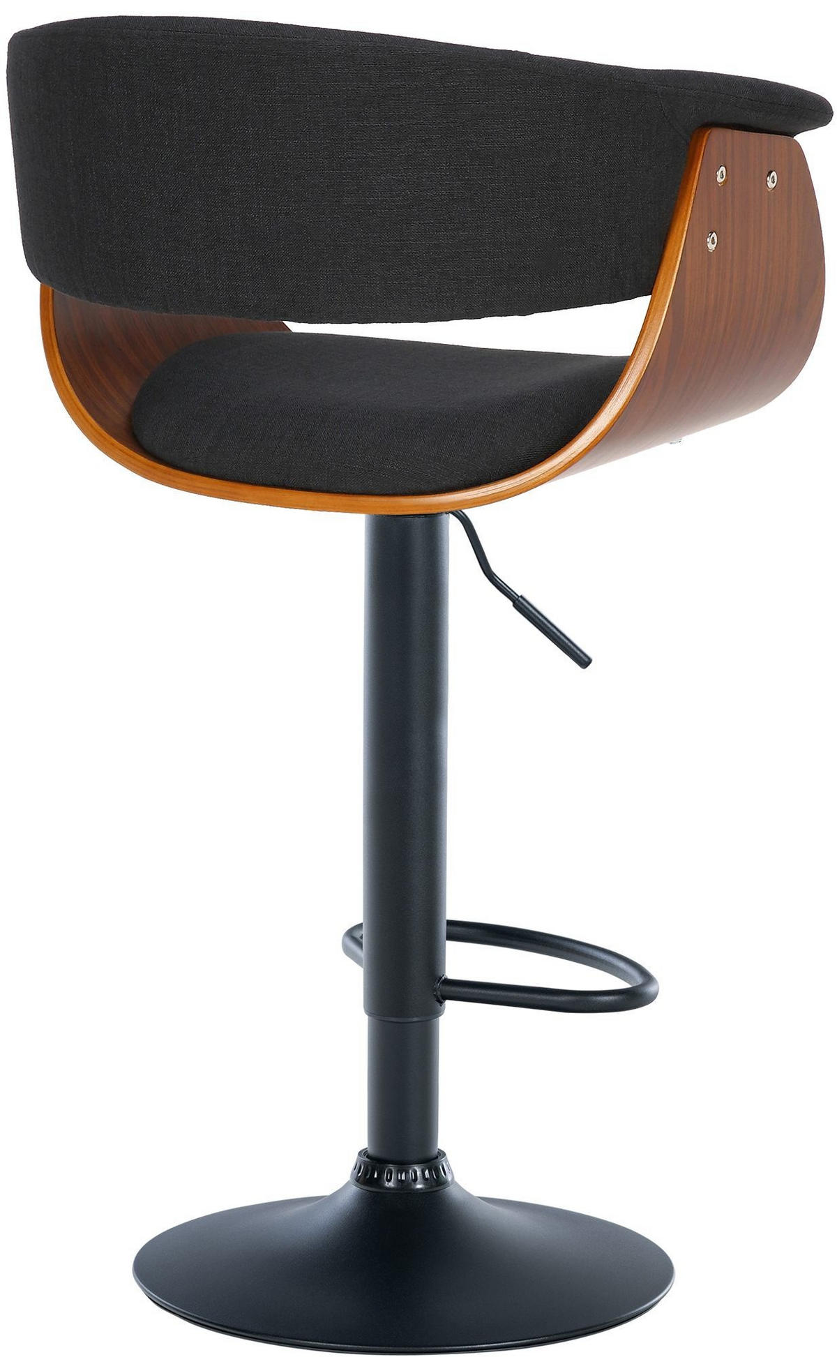 BARHOCKER Vestal 90-111x60x51 cm Walnuss/Schwarz - Nussbaumfarben, Holz (60/90/51cm) - furnicato